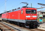 mit frischer HU(LDX 15.09.20)zeigte sich 112 115 am 18.09.2020 im Rostocker Hbf.