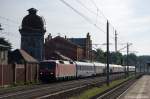 120 119-3 mit dem EN 452  Transeuropean Express  von Moskva Belorusskaja nach Paris Est in Rathenow.