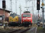 120 204-3 mit RE 1(Rostock-Hamburg)bei der Einfahrt im Bahnhof Bad Kleinen.27.02.2016