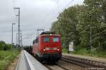 140 538-0 mit Flachwagen am Haltepunkt Schwerin Sd.