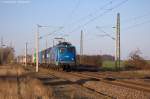 140 857-4 EGP - Eisenbahngesellschaft Potsdam mbH mit einem Containerzug in Demker und fuhr in Richtung Magdeburg weiter.