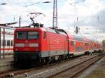 RE 4361 von Rostock Hbf nach Lutherstadt Wittenberg bei der Ausfahrt im Rostocker Hbf.18.10.2013