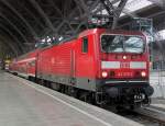 143 075 mit RB nach Weienfels im Leipziger Hbf.08.03.2014