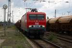 MEG 607 (143 310-1) Mitteldeutsche Eisenbahn GmbH mit einem T-Wagen Ganzzug, bei der Durchfahrt in Stendal und fuhr in Richtung Magdeburg weiter.