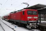 ohne gegrillten Vogel ging es am 30.12.2014 fr 114 005 von Rostock Hbf nach Lutherstadt Wittenberg.