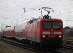 am 27.03.2015 wurde es bei 114 003-7 im Rostocker Hbf bedrohlich dunkel.