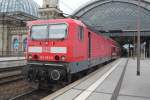 143 952-0(DB Regio AG-Region Sdost)mit S1 von Meien Triebischtal nach Schna bei der Ausfahrt im Dresdener Hbf.12.07.2015