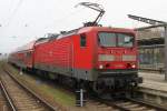 114 040 stand am 27.11.2015 mit RE 4363 von Rostock Hbf nach Oranienburg im Rostocker Hbf Grund: Entschrfung einer Fliegerbombe: Auf der Strecke Neustrelitz Hbf-Berlin Hbf(tief)zwischen Oranienburg