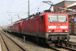 Nur knapp 24 Stunden nach dem Hamster kamen am 03.04.2016 143 306-9+112 124-3 mit RE 18490 von Berlin Hbf(tief)nach Rostock Hbf