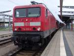 114 033-4 kurz nach ihrer Ankunft aus Lutherstadt Wittenberg im Rostocker Hbf Sie fuhr 1 Stunde spter wieder von Rostock Hbf Richtung Lutherstadt Wittenberg zurck.(25.09.10)