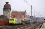 145-CL 031 (145 931-2) Alpha Trains in Dienst fr Crossrail mit dem Fiat Autotransportzug in Rathenow in Richtung Stendal unterwegs.