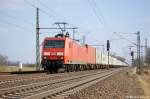 145 078-2 mit Containerzug in Friesack(Mark) in Richtung Neustadt(Dosse) unterwegs.