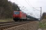 145-CL 014 (145 092-3) Ascendos Rail Leasing fr Crossrail AG mit einem Fiat Autotransportzug bei Nennhausen und fuhr in Richtung Rathenow weiter.