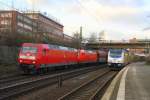 145 045 + 145 049 mit Kohleganzzug  am 29.12.2014 in Hamburg-Harburg   auf dem Weg nach Süden