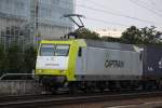 Captrain 145 094-9 mit Containerwagen bei der Durchfahrt im Dresdener Hbf Richtung CZ bzw Pirna.15.07.2015