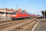 146 026 mit dem RE20 (RE 17656) von Magdeburg Hbf nach Uelzen, bei der Ausfahrt in Stendal.