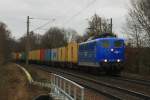 EGP 151 007 mit Containerzug am 10.01.2015 iun Hamburg-Moorburg auf dem Weg nach Hamburg-Waltershof