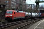 152 169-9 fuhr mit einen kastenzug durch hh-harburg,24.02.15