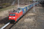 152 067-5 mit KT 42153 von Rostock-Seehafen nach Verona Quadrante Europa bei der Durchfahrt im Haltepunkt Rostock-Kassebohm.03.03.2017