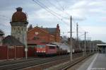 155 261-1 mit einem Res Ganzzug der CD-Cargo in Rathenow in Richtung Stendal unterwegs.