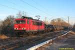 06/02/2015:  155 080 mit Drahtrollenzug in Hamnburg-Moorburg auf dem Weg nach Süden