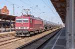 LEG 250 137-7 (155 137-3) Leipziger Eisenbahnverkehrsgesellschaft mbH mit einem Kesselzug  Dieselkraftstoff oder Gasöl oder Heizöl (leicht)  in Stendal und fuhr weiter in Richtung Salzwedel.