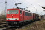 155 060-7 bei der Ausfahrt im Rostocker Hbf.29.01.2021