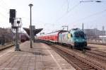 182 013  BUGA 2015 In der Havelregion  mit dem RE1 (RE 18119) von Magdeburg Hbf nach Cottbus in Magdeburg-Neustadt. 10.04.2015