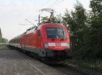 182 007-5 mit Kreuzfahrer-Leerzug von Rostock Hbf nach Warnemünde bei der Durchfahrt im Haltepunkt Rostock-Holbeinplatz.30.05.2016