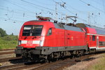 Agent 182 007-5 mit RE4306 von Rostock Hbf nach Hamburg Hbf bei der Ausfahrt im Rostocker Hbf.05.06.2016