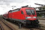 182 009-1 mit RE5(Rostock-Wünsdorf-Waldstadt)stand am 04.08.2017 im Rostocker Hbf.