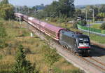 182 524-9 mit Sonderzug 1822 von Düsseldorf nach Warnemünde bei der Durchfahrt in Warnemünde Werft.16.09.2017