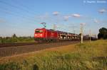 185 311-8 DB Schenker Rail Deutschland AG mit einem Ford Fiesta Autotransportzug in Vietznitz und fuhr in Richtung Wittenberge weiter.