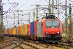 SBB Cargo 482 005 mit Containerzug in Hamburg-Harburg Richtung Hamburg-Waltershof am 26.03.2015