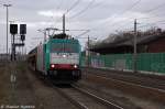 E 186 126 Alpha Trains für Crossrail AG mit einem leeren Autotransportzug, bei der Einfahrt in den Bahnhof Rathenow und war auf dem Weg zum Wustermarker Gbf.