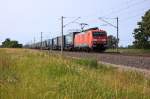 189 020-1 DB Schenker Rail Deutschland AG mit dem KLV  LKW Walter  in Vietznitz und fuhr in Richtung Nauen weiter.