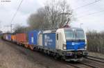 WLC 193 980 mit Containerzug in Ahlten am 05.03.15