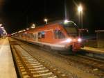 RE 13033,gefahren vom 429 027-2,aus Stralsund endete,am 27.Oktober 2013,in Bergen/Rgen.