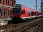 Ausfahrender 429 028 Sassnitz-Rostock beim Verlassen von Stralsund.