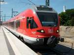 Flirt 429 028 im umgebauten Bahnhof Lietzow als Anschluzug nach Sassnitz am 17.Juni 2010.