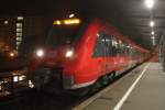 442 844-7 stand am morgen des 17.10.2014 als S1 von Warnemnde nach Rostock Hbf im Haltepunkt Rostock-Holbeinplatz.