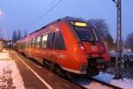 442 357 als S1(Warnemnde-Rostock)kurz vor der Ausfahrt im Haltepunkt Rostock-Holbeinplatz.22.01.2016