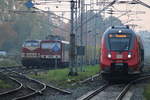 Am Morgen des 24.10.2020 traf Hamster 442 337 auf 228 321 sowie 155 016 in Rostock-Bramow.