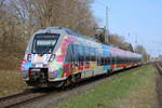 442 854 als S1(Warnemünde-Rostock)bei der Einfahrt in Rostock-Bramow.18.04.2021