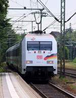 Die neue Werbelok der DB...101 027-1(vorne)mit dem LPF 78082(Hamburg--Flensburg)und...