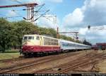 Das waren noch Zeiten: DB 103 113-7 steht hier mit einem InterRegio im dänischen Grenzbahnhof Pattburg/Padborg, DK abfahrbereit Richtung Flensburg.