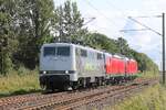 Railadventure 181 082 mit DSB Litra EB 3235 und 3236 Einfahrt Padborg/Harrislee.