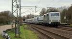 RailAdventure 111 mit 2x Habfis und 2x Slps Begleitwagen, dazwischen die ex DSB IC 4 Triebwagen MG 56/5833, 56/5828 und 56/5858 auf dem Weg nach Rumänien.