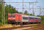 Neu-Rostockerin DB 112 146-6 mit dem RE 18998(FLensburg-Osnabrück, 3 BTE Bom024 plus ÖBB Liegewagen Bcmz)hier festgehalten in Jübek.