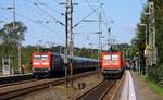 DB 112 160 mit SH-E nach Hamburg und DB 112 142 mit SH-E nach Flensburg beim  Treffen  in Schleswig.